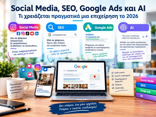 Social Media, SEO, Google Ads και AI : Τι χρειάζεται πραγματικά μια επιχείρηση το 2026